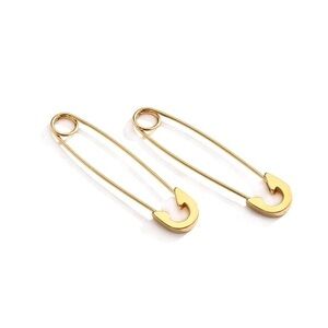 18ct Gold plated stainless steel safety pin earrings.